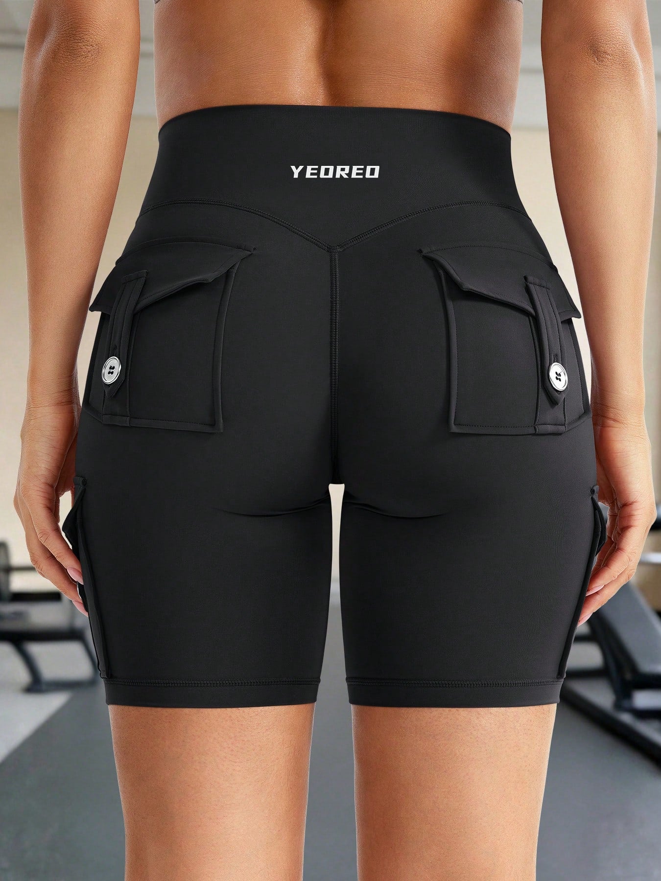 Clean & Professional (Recommended)  Women's High Waisted 8" Biker Shorts with Cargo Pockets