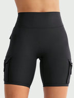 Clean & Professional (Recommended)  Women's High Waisted 8" Biker Shorts with Cargo Pockets