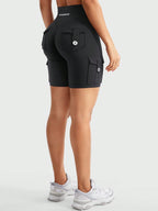 Clean & Professional (Recommended)  Women's High Waisted 8" Biker Shorts with Cargo Pockets