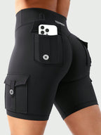 Clean & Professional (Recommended)  Women's High Waisted 8" Biker Shorts with Cargo Pockets