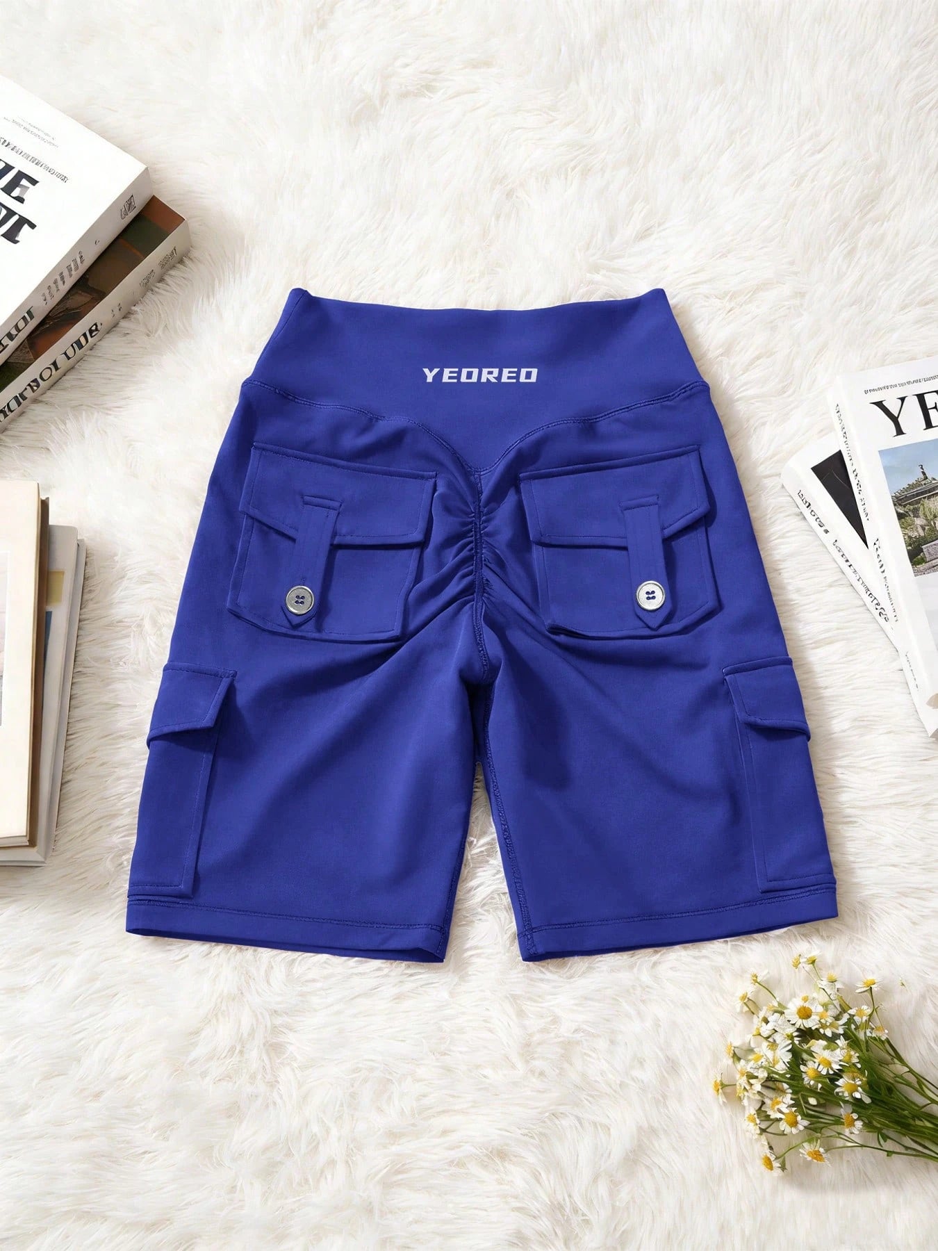 Clean & Professional (Recommended)  Women's High Waisted 8" Biker Shorts with Cargo Pockets
