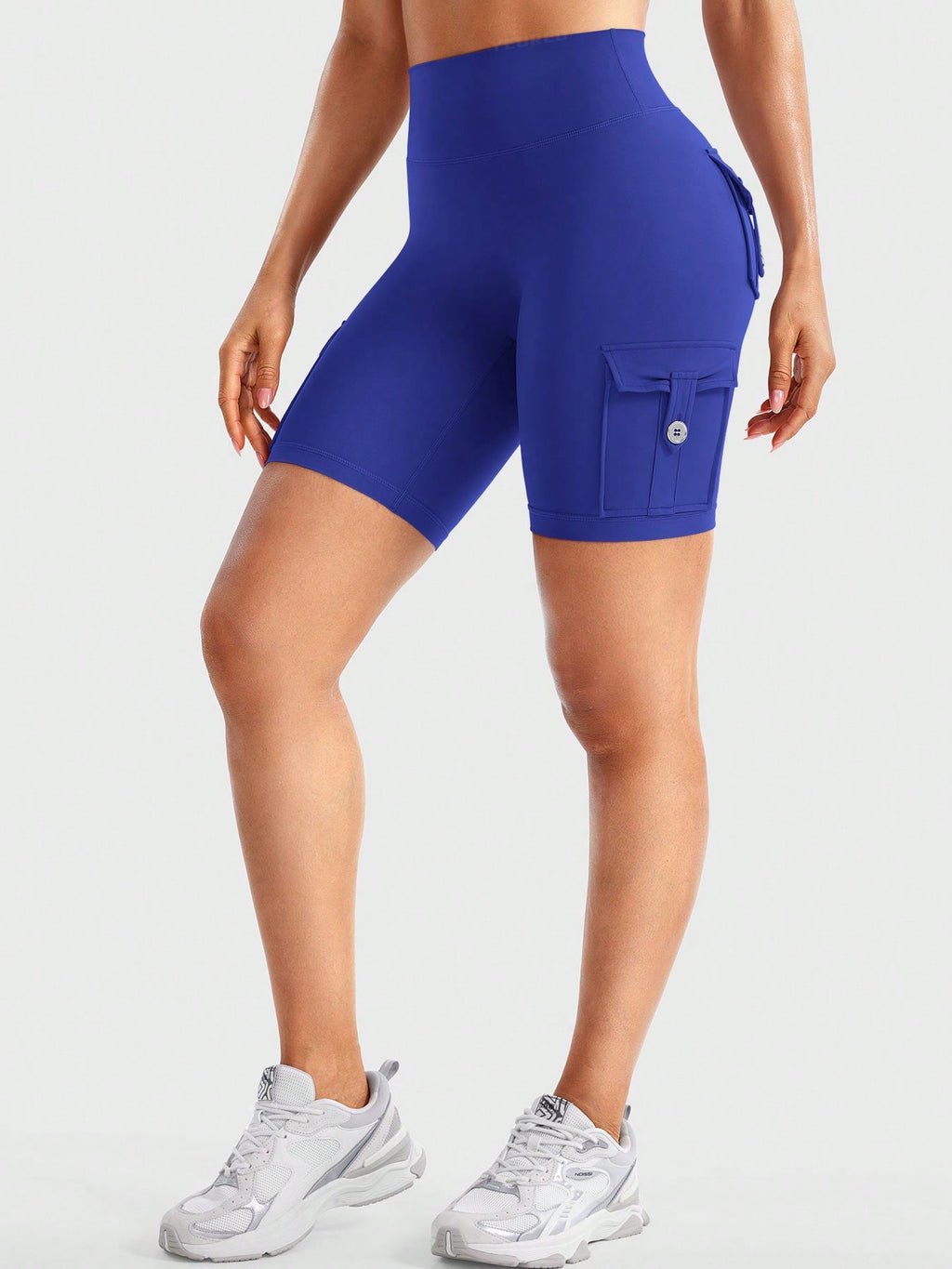 Clean & Professional (Recommended)  Women's High Waisted 8" Biker Shorts with Cargo Pockets