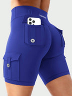 Clean & Professional (Recommended)  Women's High Waisted 8" Biker Shorts with Cargo Pockets