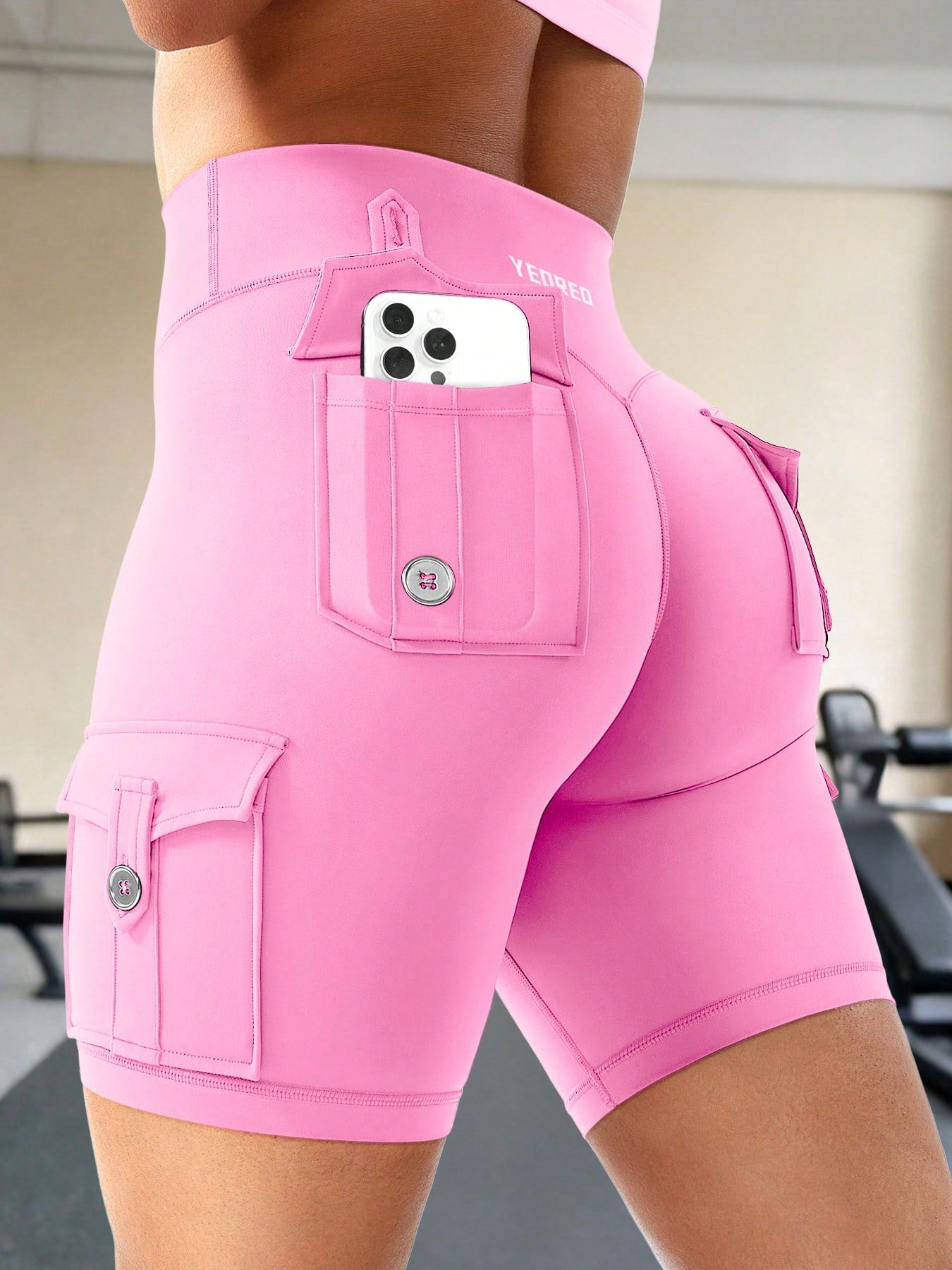 Clean & Professional (Recommended)  Women's High Waisted 8" Biker Shorts with Cargo Pockets