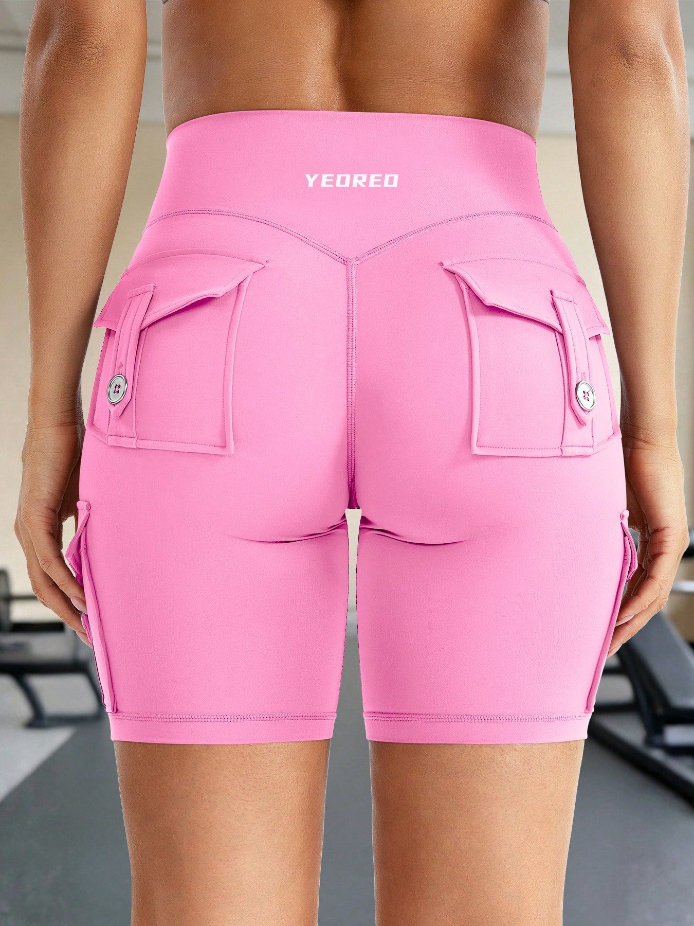 Clean & Professional (Recommended)  Women's High Waisted 8" Biker Shorts with Cargo Pockets