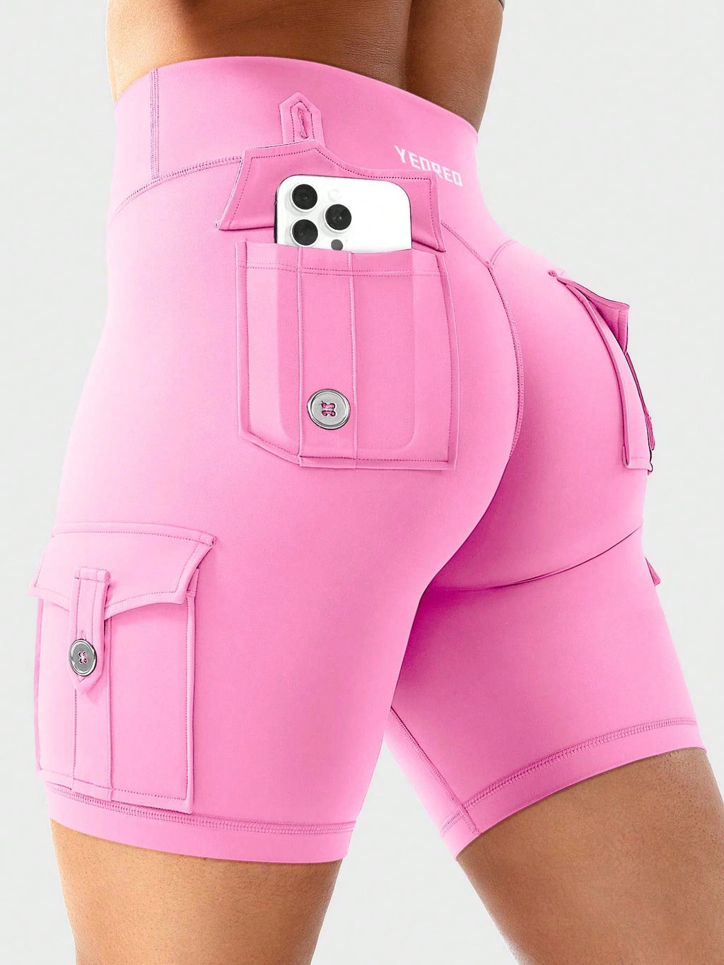 Clean & Professional (Recommended)  Women's High Waisted 8" Biker Shorts with Cargo Pockets