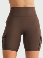 Clean & Professional (Recommended)  Women's High Waisted 8" Biker Shorts with Cargo Pockets