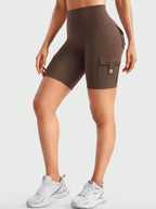 Clean & Professional (Recommended)  Women's High Waisted 8" Biker Shorts with Cargo Pockets
