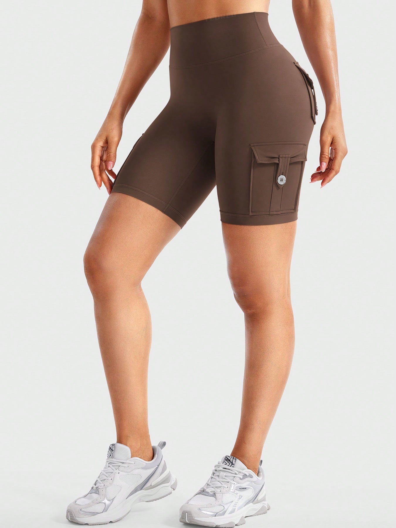 Clean & Professional (Recommended)  Women's High Waisted 8" Biker Shorts with Cargo Pockets