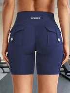 Clean & Professional (Recommended)  Women's High Waisted 8" Biker Shorts with Cargo Pockets