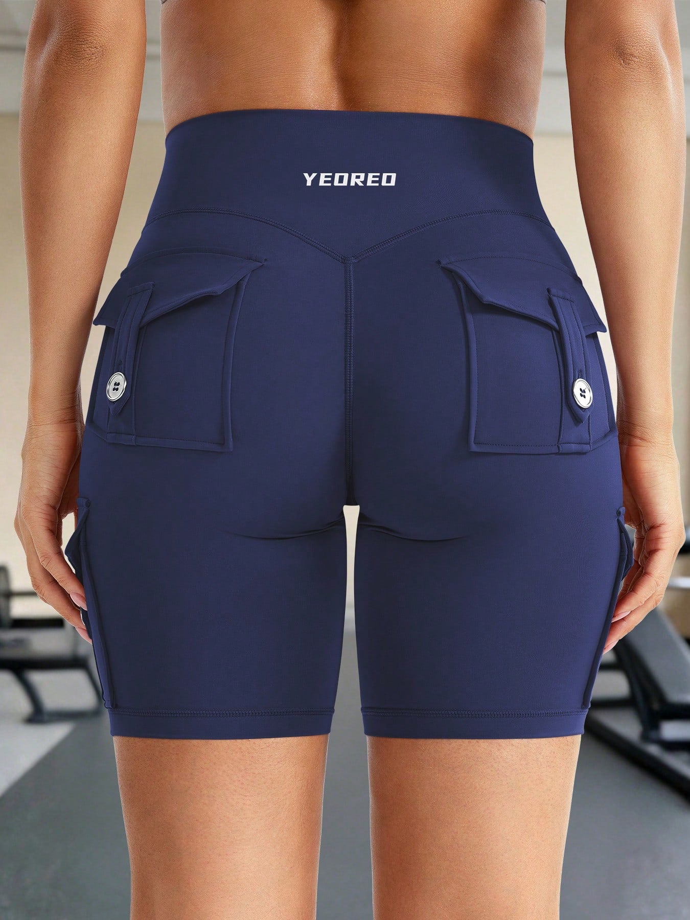 Clean & Professional (Recommended)  Women's High Waisted 8" Biker Shorts with Cargo Pockets