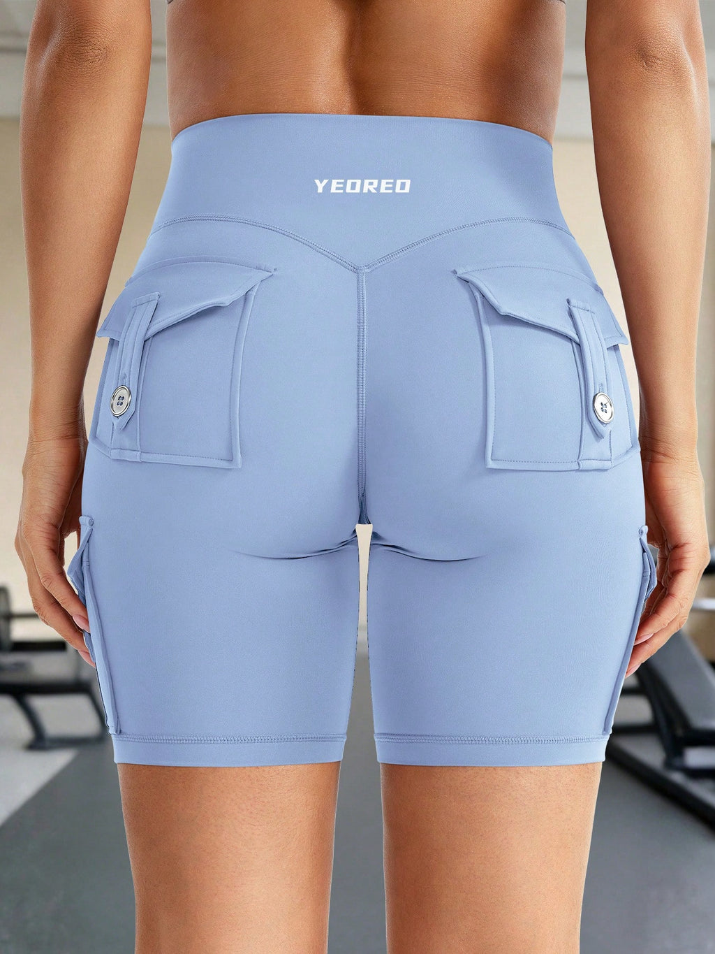 Clean & Professional (Recommended)  Women's High Waisted 8" Biker Shorts with Cargo Pockets