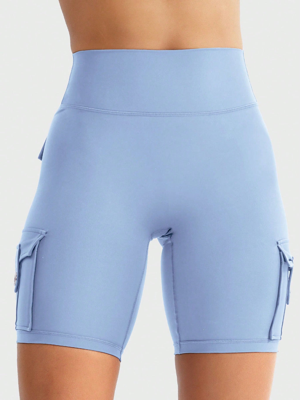 Clean & Professional (Recommended)  Women's High Waisted 8" Biker Shorts with Cargo Pockets