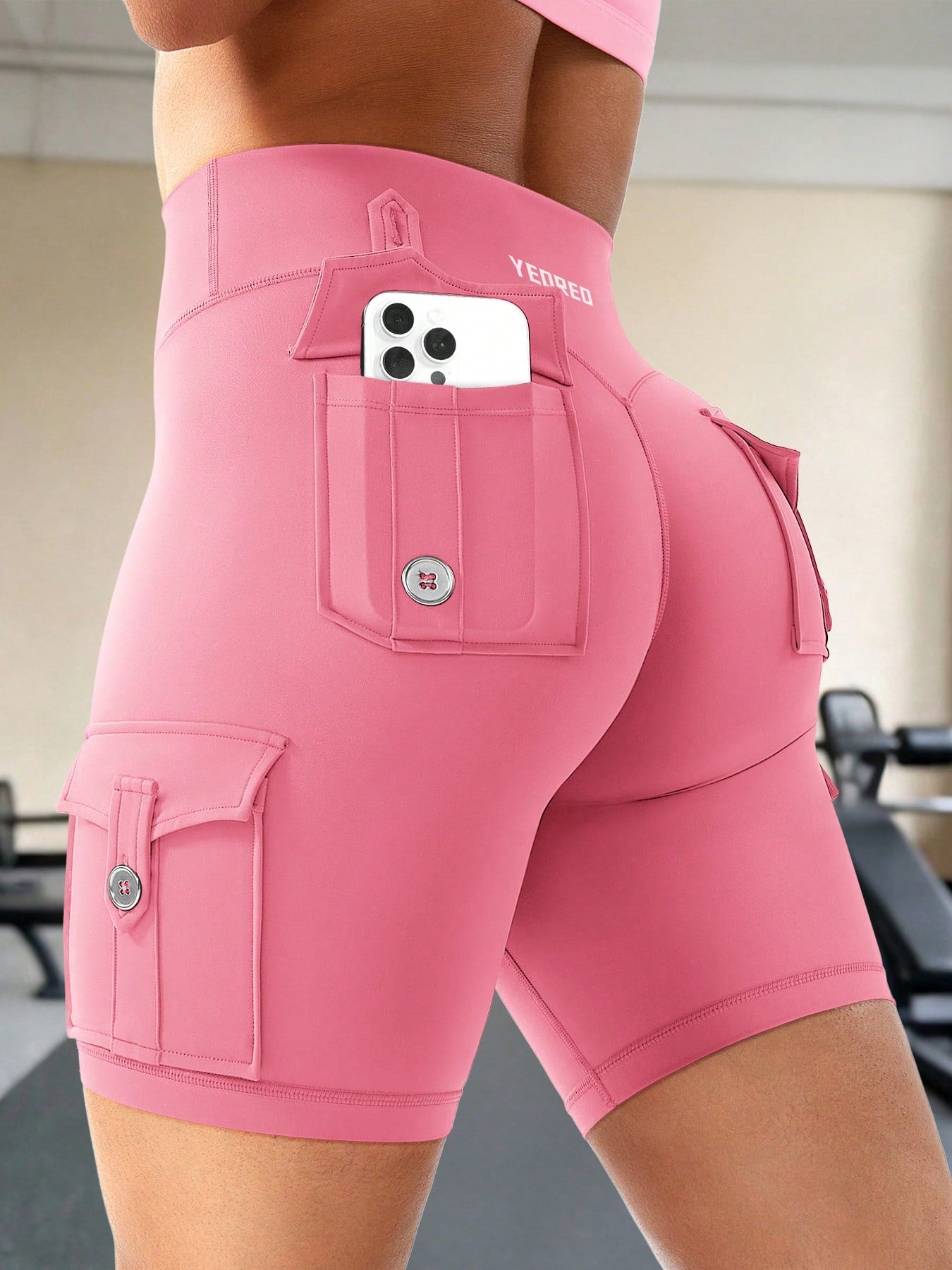 Clean & Professional (Recommended)  Women's High Waisted 8" Biker Shorts with Cargo Pockets
