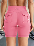 Clean & Professional (Recommended)  Women's High Waisted 8" Biker Shorts with Cargo Pockets