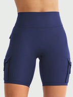 Clean & Professional (Recommended)  Women's High Waisted 8" Biker Shorts with Cargo Pockets