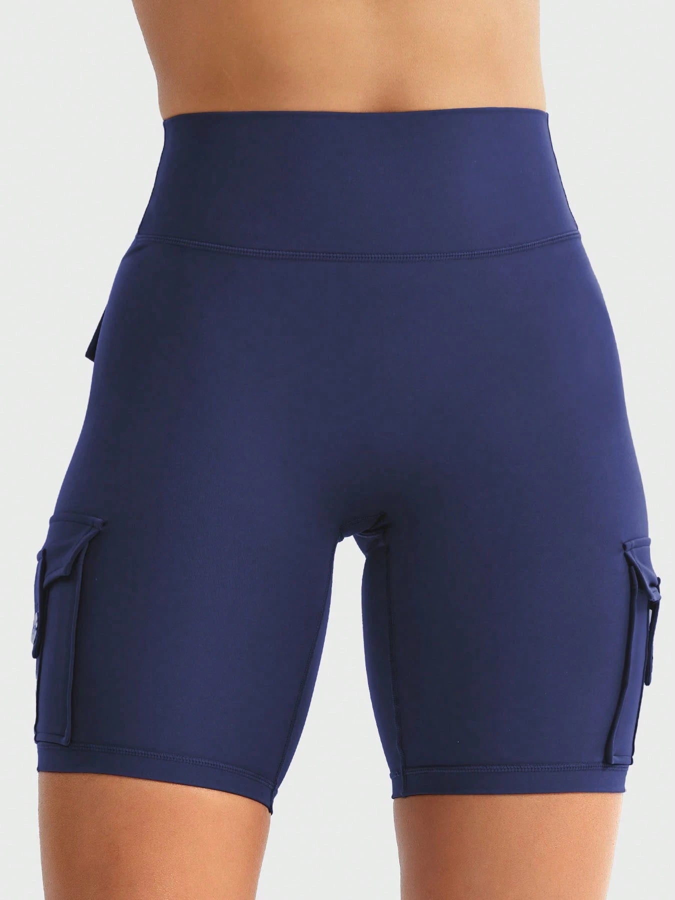 Clean & Professional (Recommended)  Women's High Waisted 8" Biker Shorts with Cargo Pockets