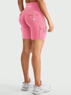 Clean & Professional (Recommended)  Women's High Waisted 8" Biker Shorts with Cargo Pockets
