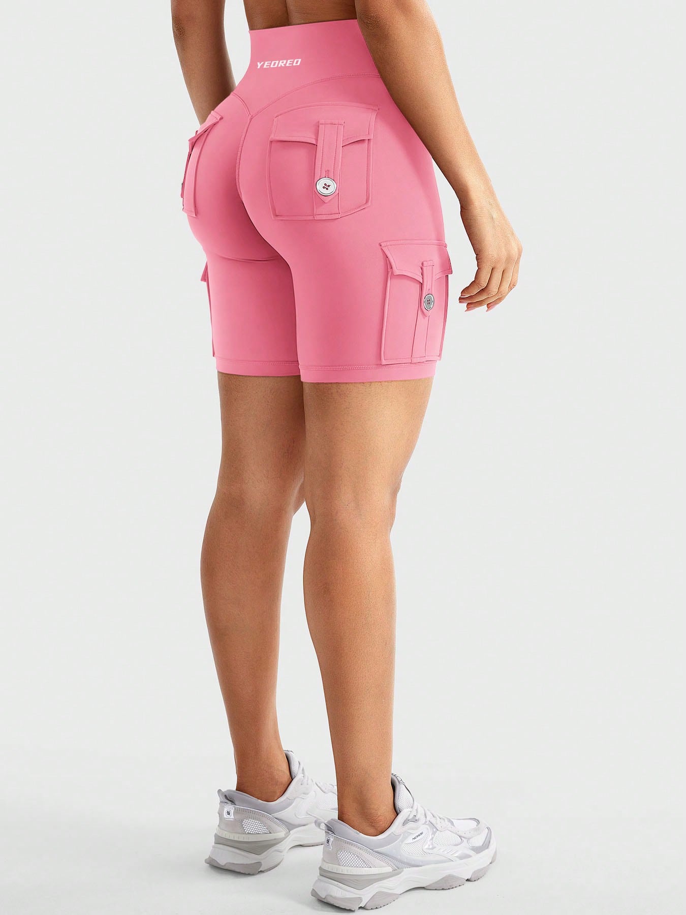 Clean & Professional (Recommended)  Women's High Waisted 8" Biker Shorts with Cargo Pockets