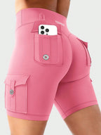 Clean & Professional (Recommended)  Women's High Waisted 8" Biker Shorts with Cargo Pockets