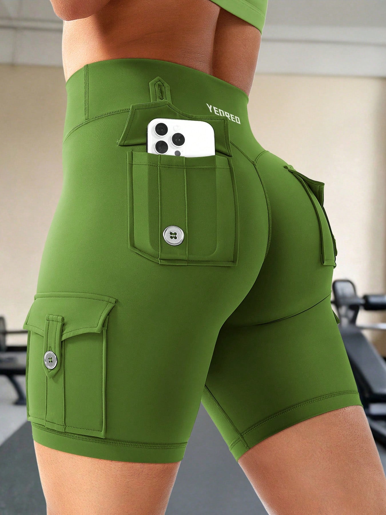 Clean & Professional (Recommended)  Women's High Waisted 8" Biker Shorts with Cargo Pockets
