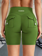 Clean & Professional (Recommended)  Women's High Waisted 8" Biker Shorts with Cargo Pockets