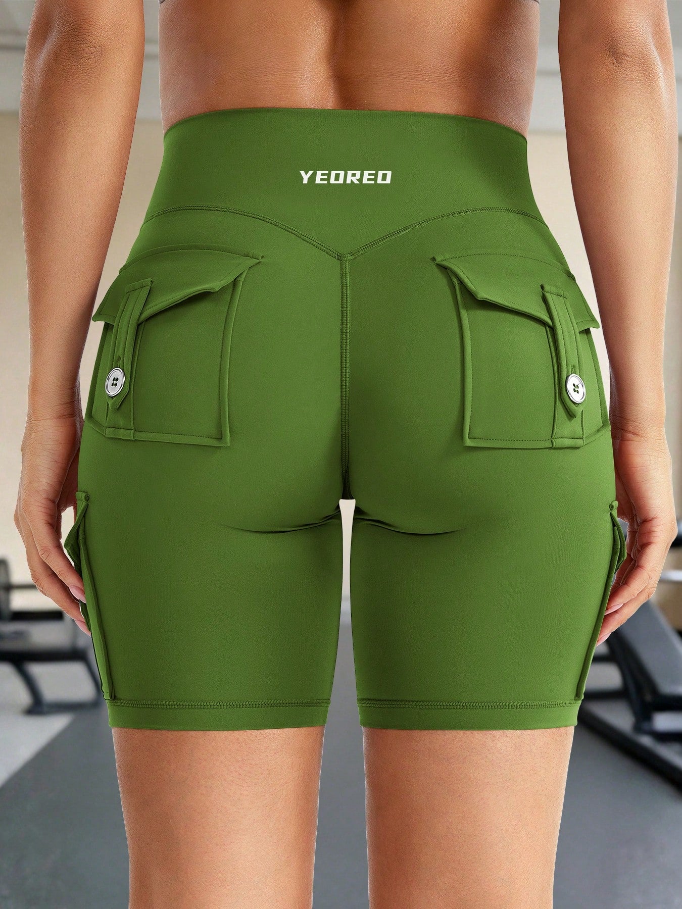Clean & Professional (Recommended)  Women's High Waisted 8" Biker Shorts with Cargo Pockets