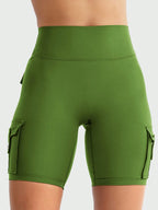 Clean & Professional (Recommended)  Women's High Waisted 8" Biker Shorts with Cargo Pockets