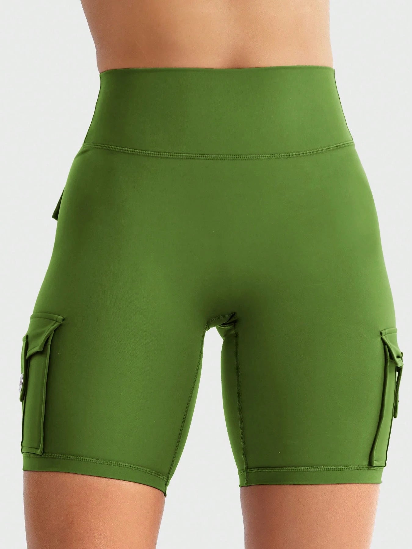 Clean & Professional (Recommended)  Women's High Waisted 8" Biker Shorts with Cargo Pockets