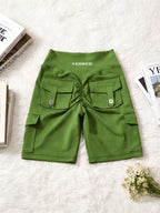 Clean & Professional (Recommended)  Women's High Waisted 8" Biker Shorts with Cargo Pockets
