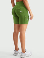 Clean & Professional (Recommended)  Women's High Waisted 8" Biker Shorts with Cargo Pockets