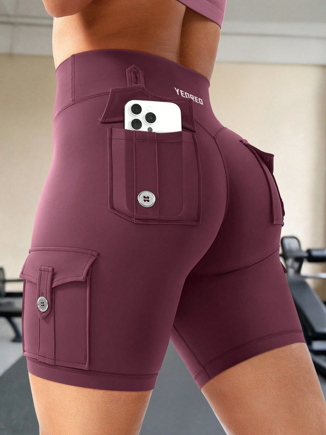 Clean & Professional (Recommended)  Women's High Waisted 8" Biker Shorts with Cargo Pockets