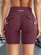 Clean & Professional (Recommended)  Women's High Waisted 8" Biker Shorts with Cargo Pockets