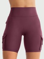Clean & Professional (Recommended)  Women's High Waisted 8" Biker Shorts with Cargo Pockets