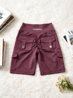 Clean & Professional (Recommended)  Women's High Waisted 8" Biker Shorts with Cargo Pockets