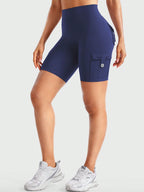Clean & Professional (Recommended)  Women's High Waisted 8" Biker Shorts with Cargo Pockets