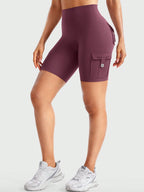 Clean & Professional (Recommended)  Women's High Waisted 8" Biker Shorts with Cargo Pockets