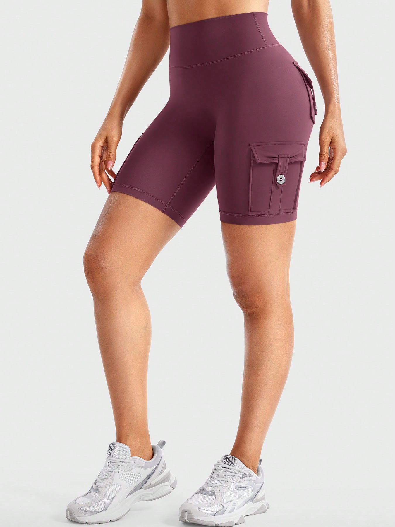Clean & Professional (Recommended)  Women's High Waisted 8" Biker Shorts with Cargo Pockets