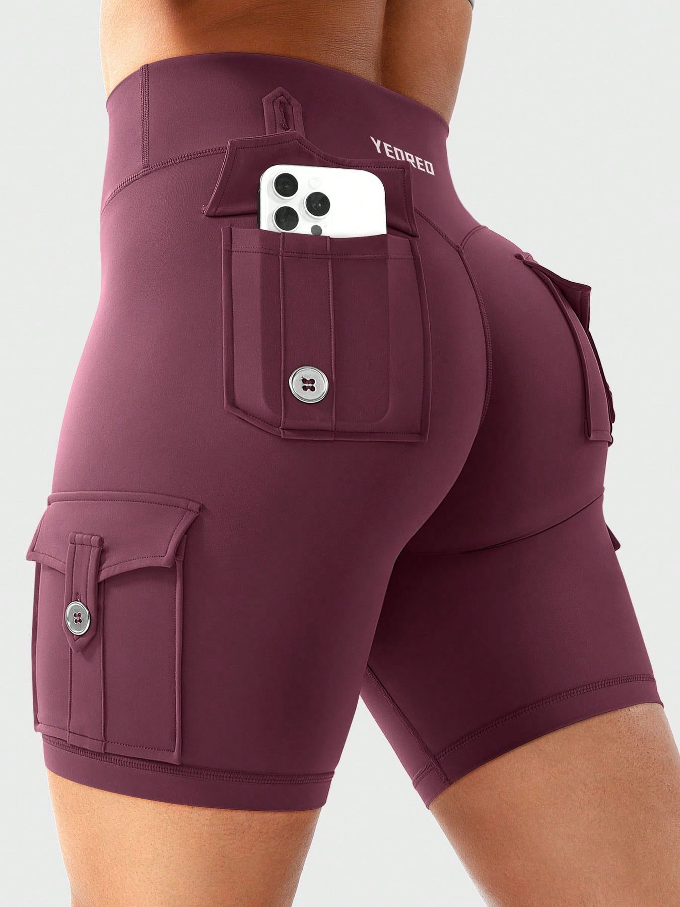 Clean & Professional (Recommended)  Women's High Waisted 8" Biker Shorts with Cargo Pockets