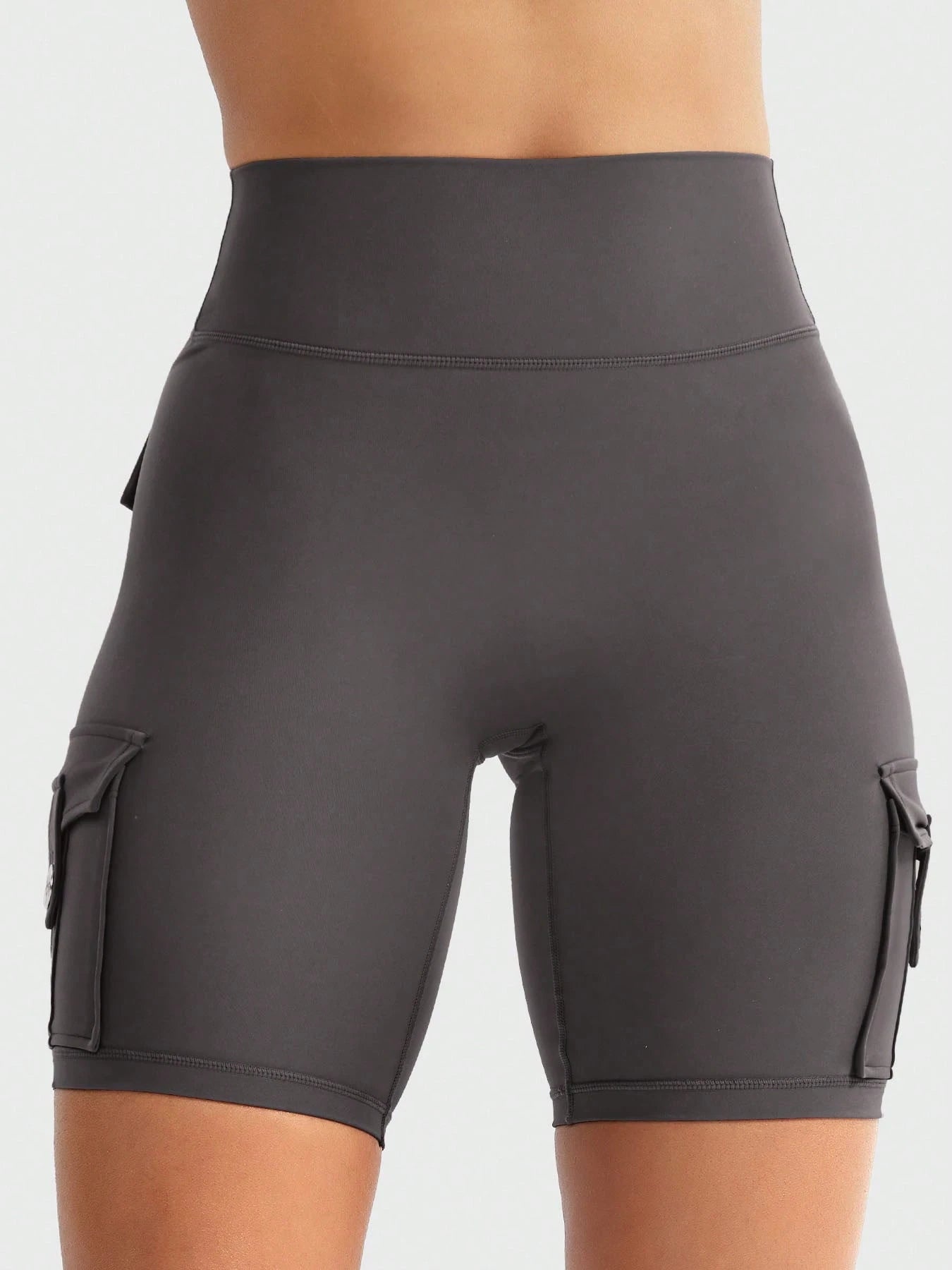 Clean & Professional (Recommended)  Women's High Waisted 8" Biker Shorts with Cargo Pockets