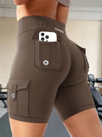 Clean & Professional (Recommended)  Women's High Waisted 8" Biker Shorts with Cargo Pockets