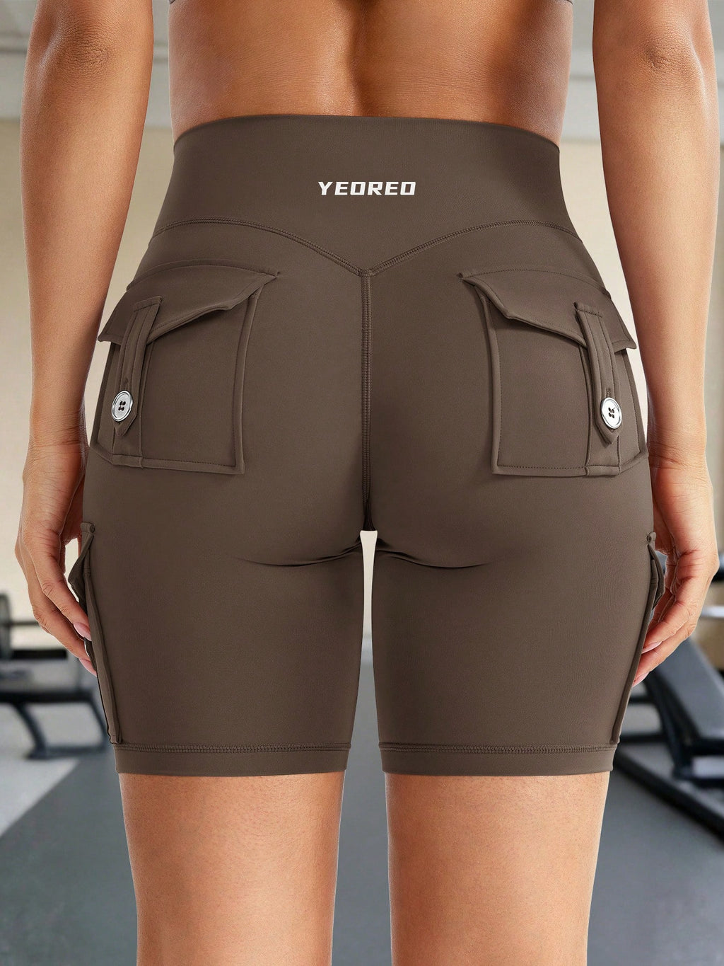Clean & Professional (Recommended)  Women's High Waisted 8" Biker Shorts with Cargo Pockets