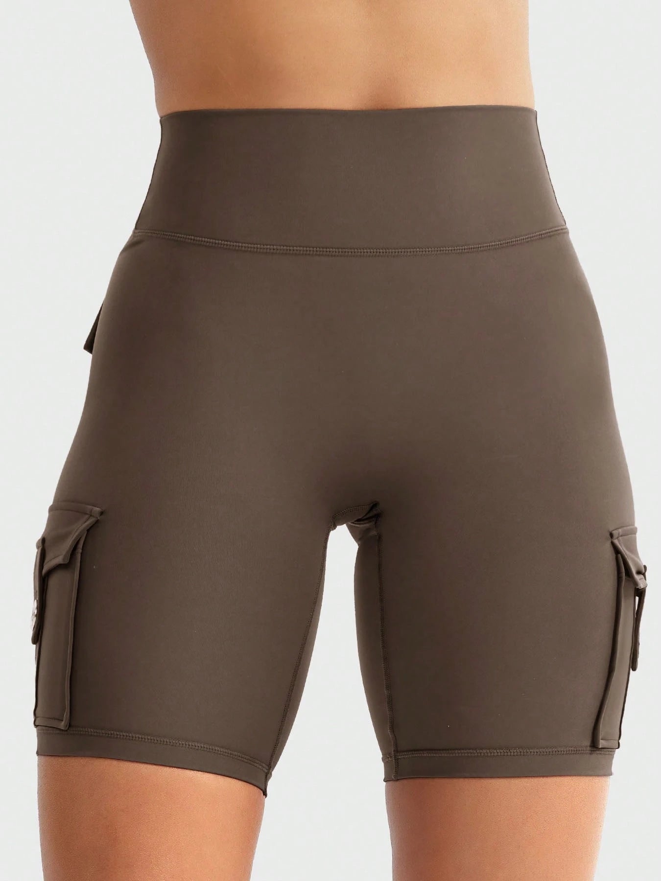 Clean & Professional (Recommended)  Women's High Waisted 8" Biker Shorts with Cargo Pockets