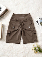 Clean & Professional (Recommended)  Women's High Waisted 8" Biker Shorts with Cargo Pockets