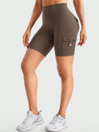 Clean & Professional (Recommended)  Women's High Waisted 8" Biker Shorts with Cargo Pockets