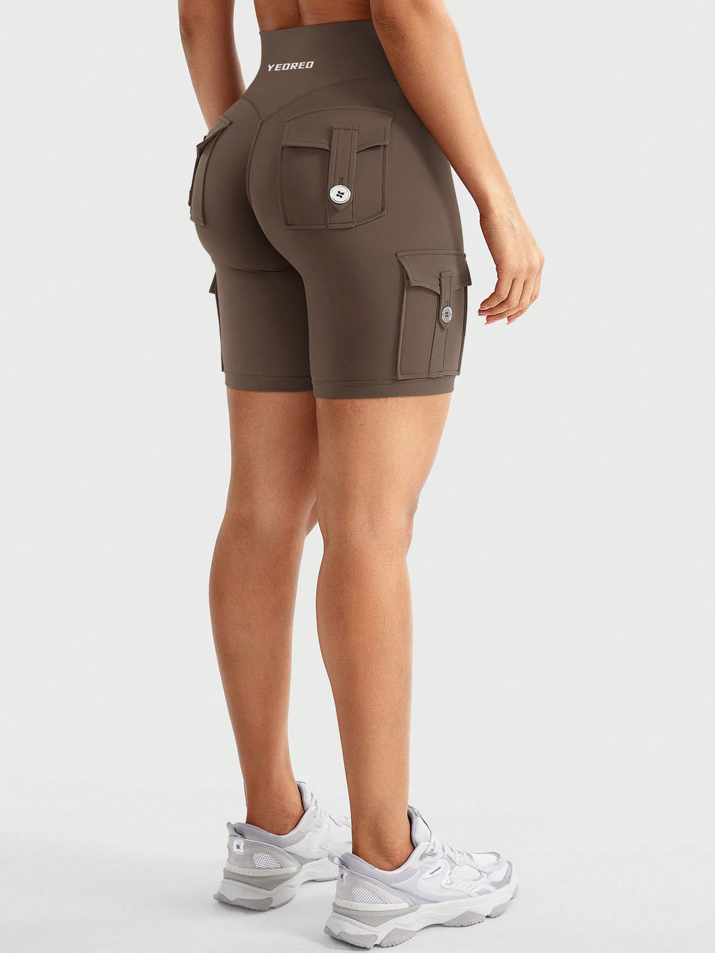 Clean & Professional (Recommended)  Women's High Waisted 8" Biker Shorts with Cargo Pockets