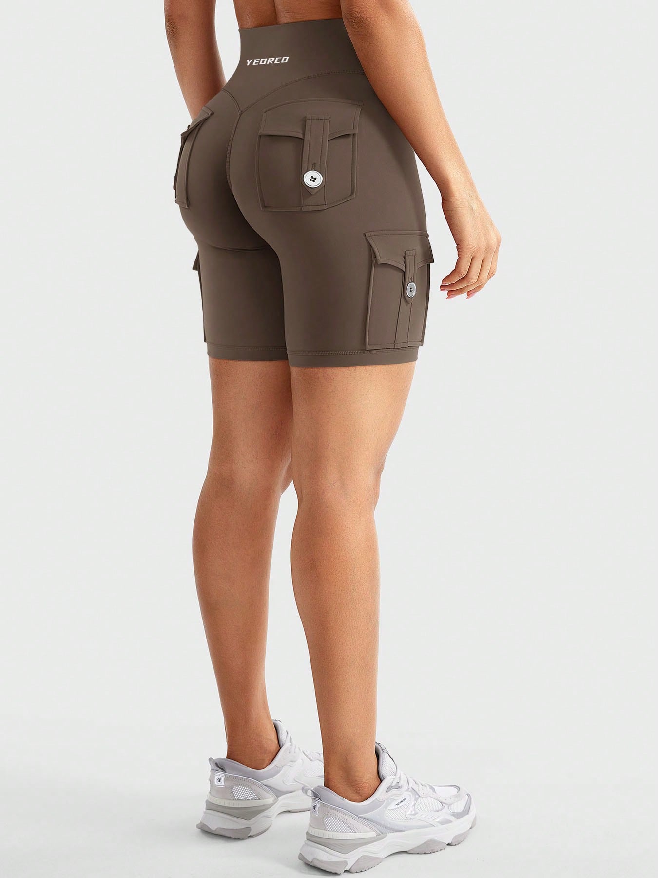 Clean & Professional (Recommended)  Women's High Waisted 8" Biker Shorts with Cargo Pockets