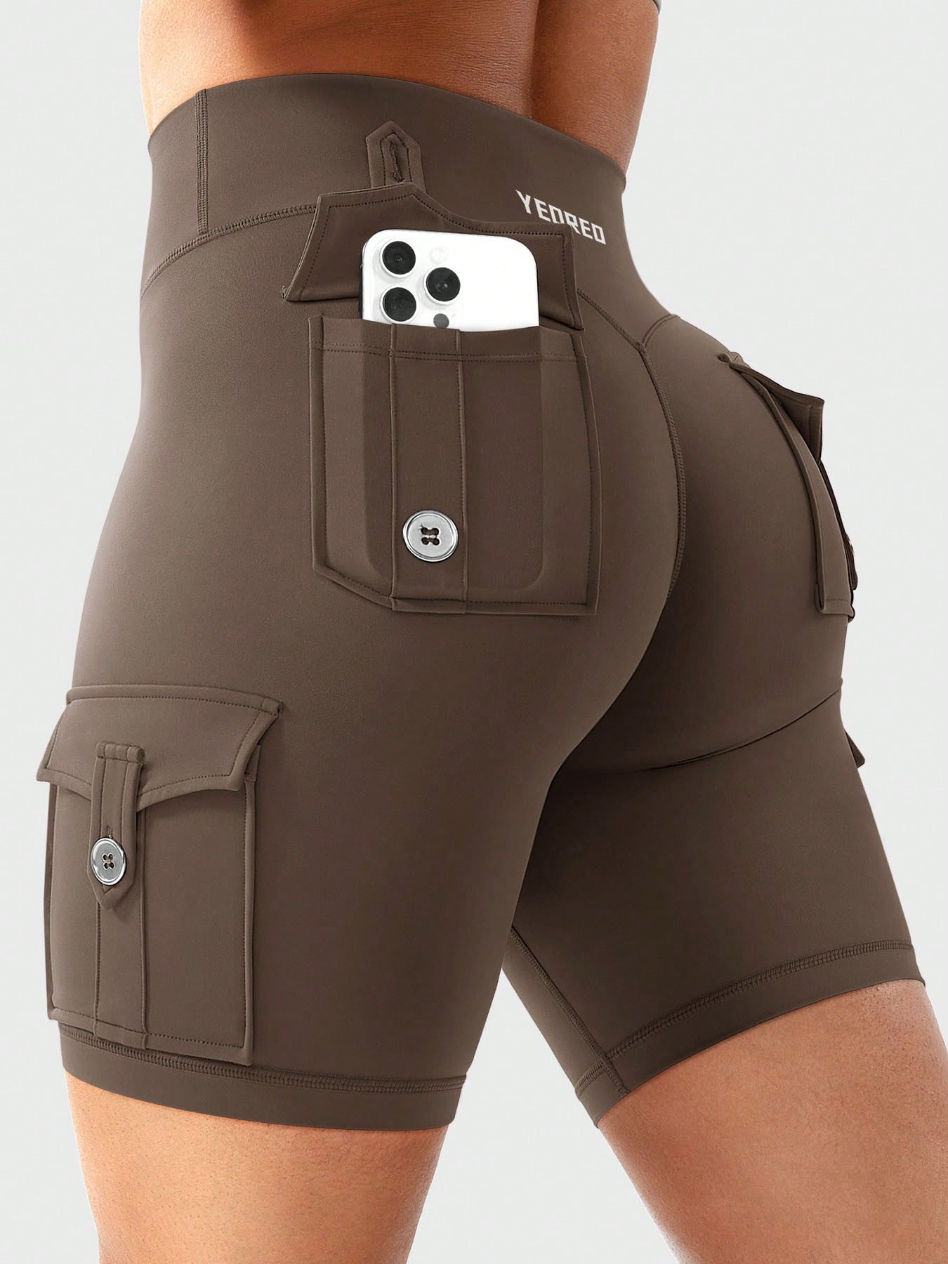 Clean & Professional (Recommended)  Women's High Waisted 8" Biker Shorts with Cargo Pockets