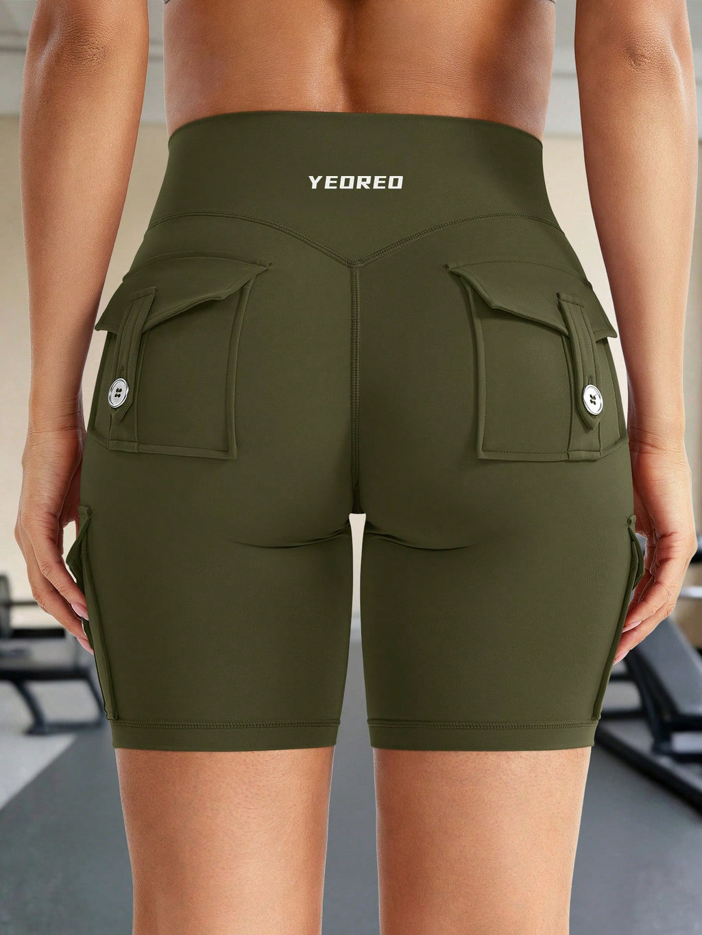 Clean & Professional (Recommended)  Women's High Waisted 8" Biker Shorts with Cargo Pockets