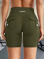 Clean & Professional (Recommended)  Women's High Waisted 8" Biker Shorts with Cargo Pockets
